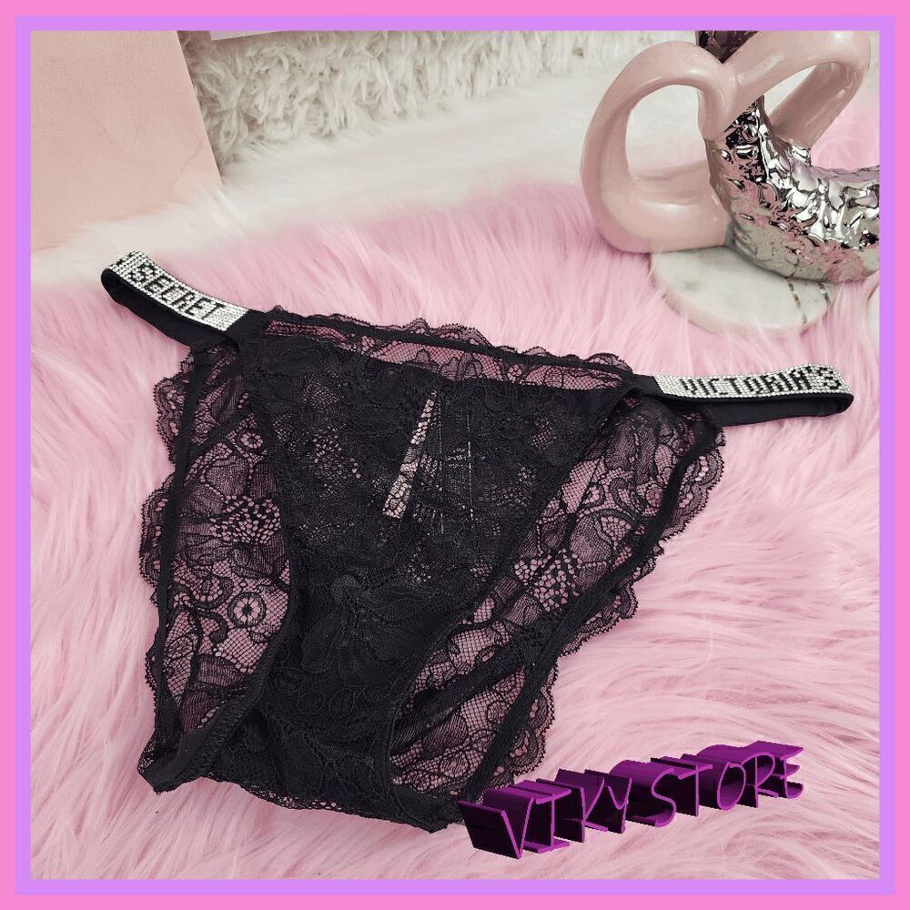 NWT 👗💖 Glamorous Victoria's Secret Very Sexy Black Lace Bikini - Size Medium😍